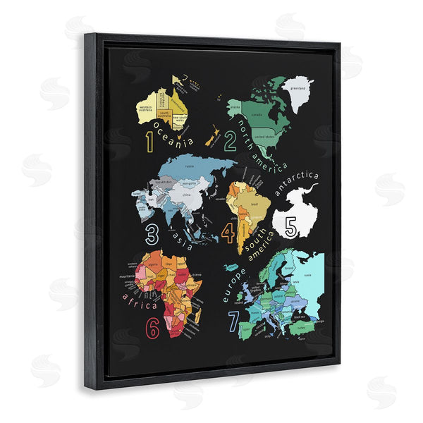 Stupell Industries Carla Daly | Seven Continents Informative Diagram Map Detailed Countries Wall Art
