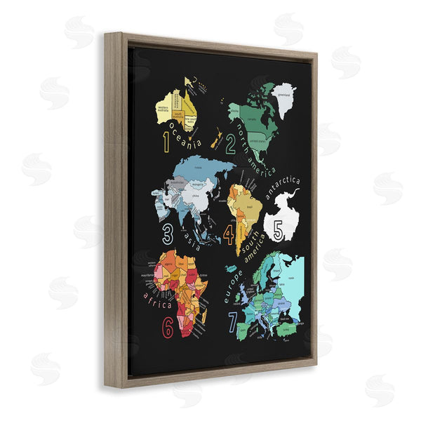 Stupell Industries Carla Daly | Seven Continents Informative Diagram Map Detailed Countries Wall Art