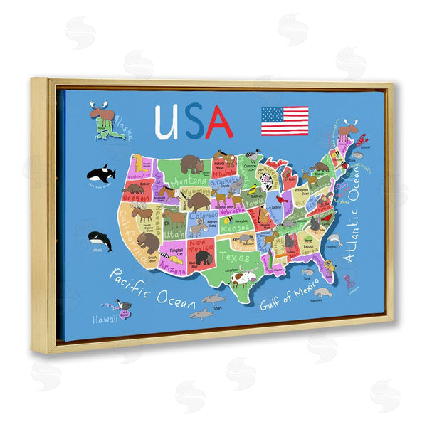Stupell Industries Carla Daly | United States Animal Map