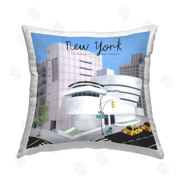 stupell industries Carla Daly | Urban New York Guggenheim Museum Printed Throw Pillow