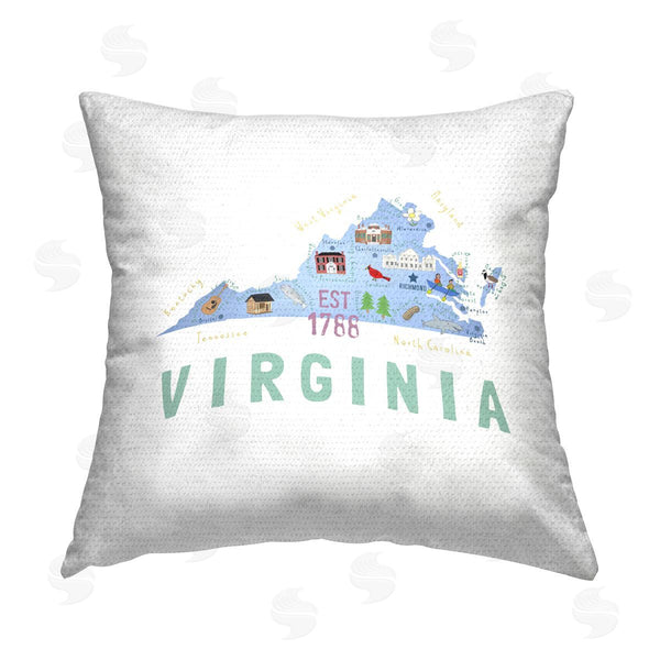 Stupell Industries Carla Daly | Virginia Historical Landmarks Map Printed Throw Pillow
