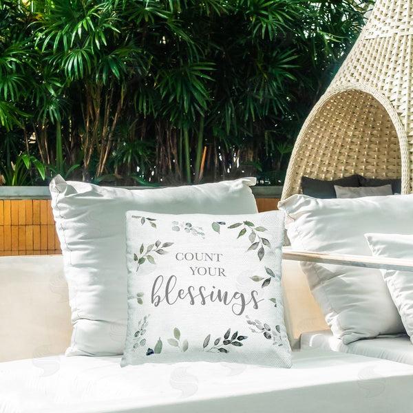 Stupell Industries Carol Robinson | Botanical Count Your Blessings Printed Throw Pillow