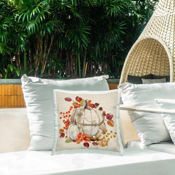 Stupell Industries Carol Robinson | Harvest Leaves Pumpkins Printed Throw Pillow
