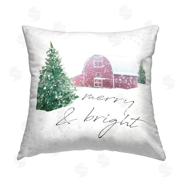 stupell industries Carol Robinson | Merry & Bright Red Barn Printed Throw Pillow