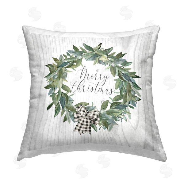stupell industries Carol Robinson | Merry Christmas Wreath Printed Throw Pillow