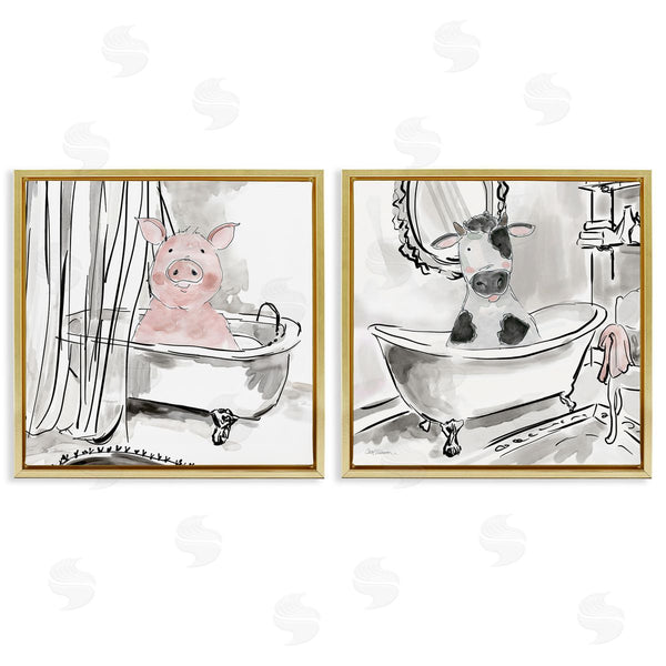 Stupell Industries Carol Robinson | Modern Farmhouse Bath Animals