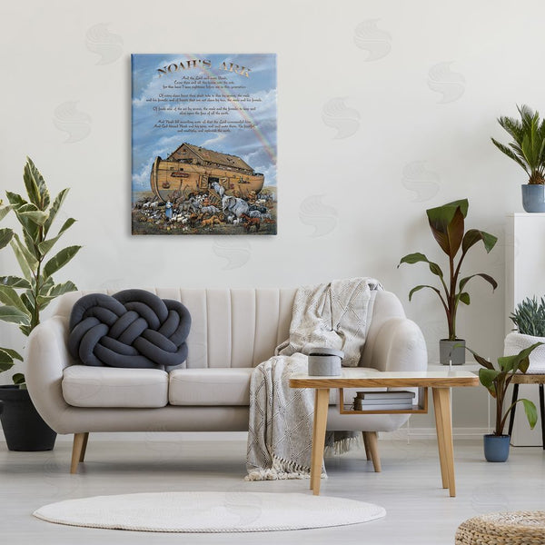 Stupell Industries Carol Robinson | Noah's Ark Traditional Animal Illustration Faith Based Text Wall Art