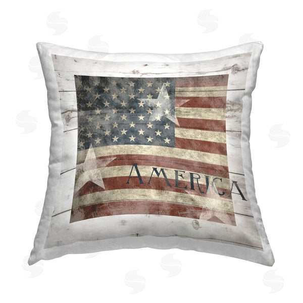 stupell industries Carol Robinson | Rustic Stars & Stripes Printed Throw Pillow