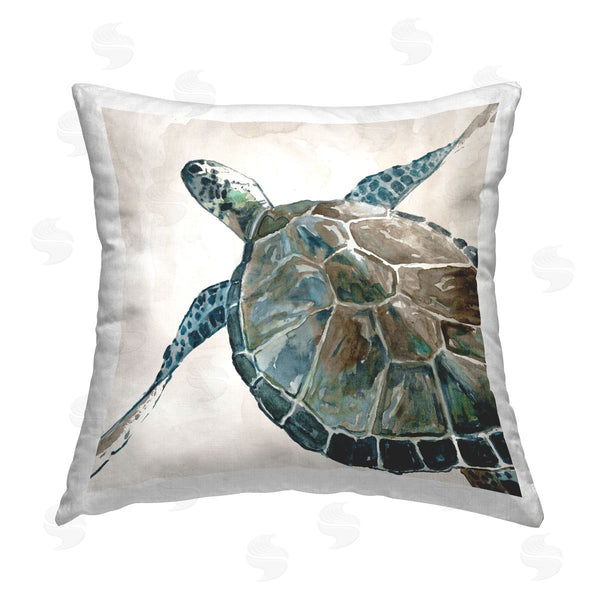 stupell industries Carol Robinson | Sea Turtle Neutral Palette Printed Throw Pillow