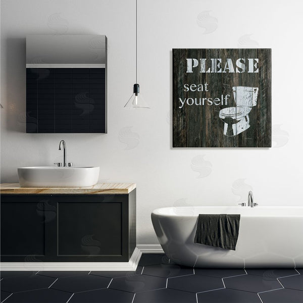 Stupell Industries Carol Robinson | Seat Yourself Rustic Bathroom Sign Distressed Toilet Wall Art
