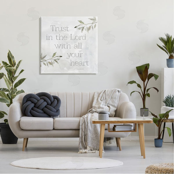 Stupell Industries Carol Robinson | Trust The Lord Spiritual Phrase Botanical Leaves Wall Art