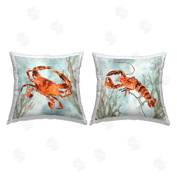 stupell industries Carol Robinson | Underwater Crab & Lobster Printed Throw Pillow Set