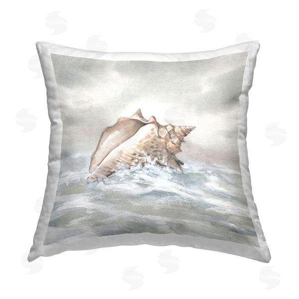 stupell industries Carol Robinson | Washed Ashore Conch Sell Printed Throw Pillow