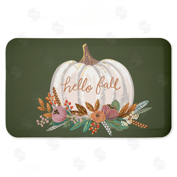 stupell industries Caroline Alfreds | Floral Pumpkin Fall Greeting Anti-Fatigue Mat