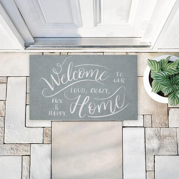 Stupell Industries Caroline Alfreds | Loud Crazy Fun Happy Welcome Non-Woven Door Mat