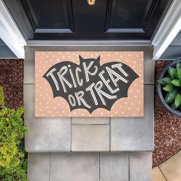 Stupell Industries Caroline Alfreds | Trick Or Treat Polka Dot Bat Non-Woven Door Mat