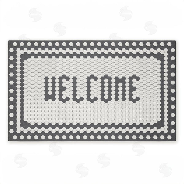 stupell industries Caroline Alfreds | Welcome Mosaic Pattern Non-Woven Door Mat