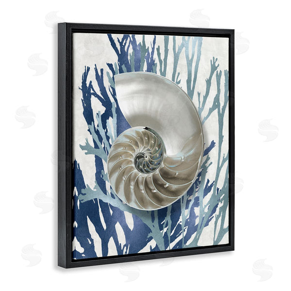 Stupell Industries Caroline Kelly | Shell Coral Beach Blue Design
