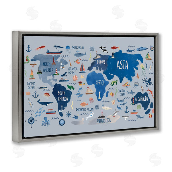 Stupell Industries Carrie Cantwell | Nautical Themed Map