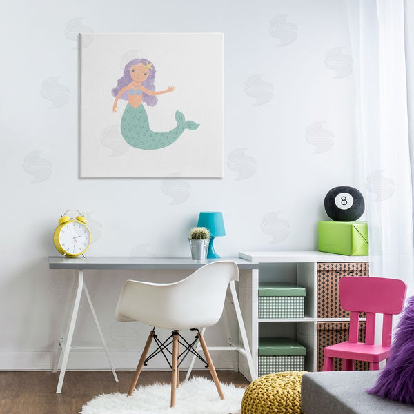 Stupell Industries Carrie Cantwell | Purple Hair Mermaid Wall Art