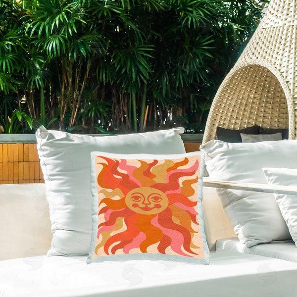 Stupell Industries Carrie Cantwell | Smiling Abstract Sun Rays Printed Throw Pillow