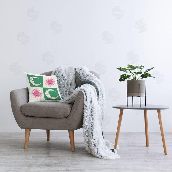 Stupell Industries Carrie Cantwell | Sun & Moon Checkerboard Printed Throw Pillow