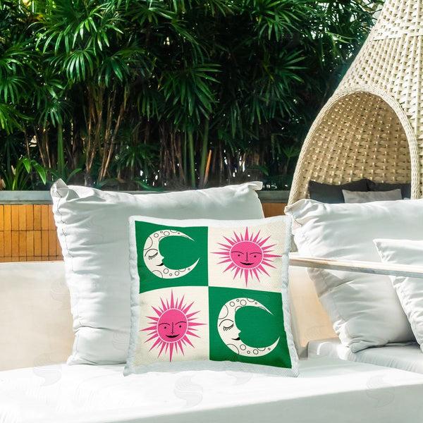 Stupell Industries Carrie Cantwell | Sun & Moon Checkerboard Printed Throw Pillow