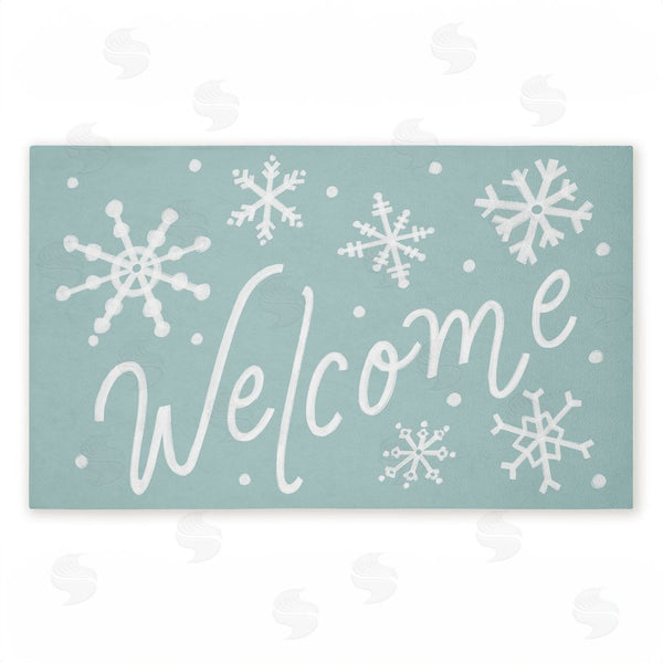 stupell industries Caverly Smith | Holiday Welcome Snowflakes Non-Woven Door Mat