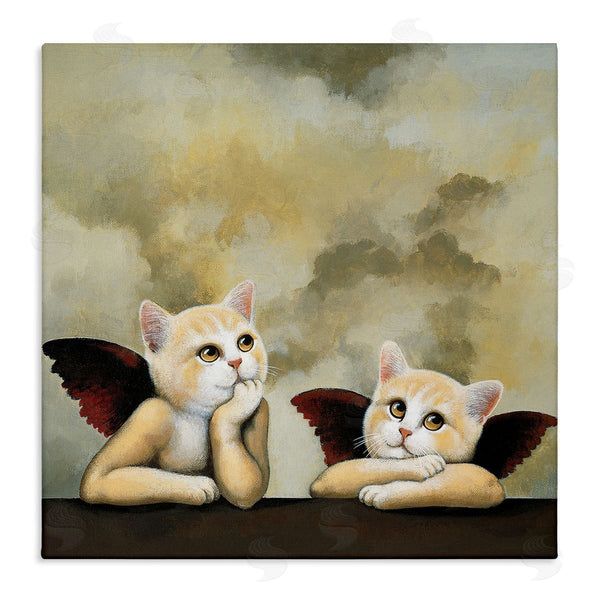 stupell industries Chameleon Design Inc. | Kitten Cherub Angels Classic Painting Parody Wall Art
