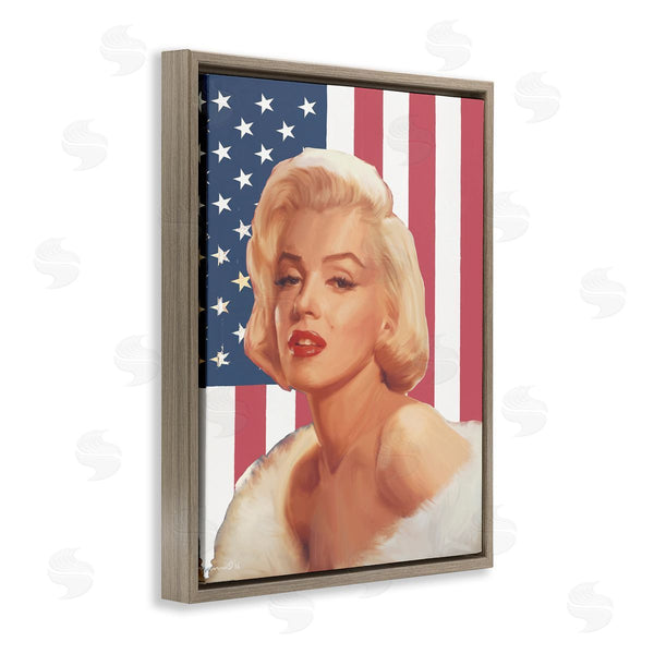 Stupell Industries Chris Consani | Vintage Americana Icon Marilyn Over US Flag Wall Art