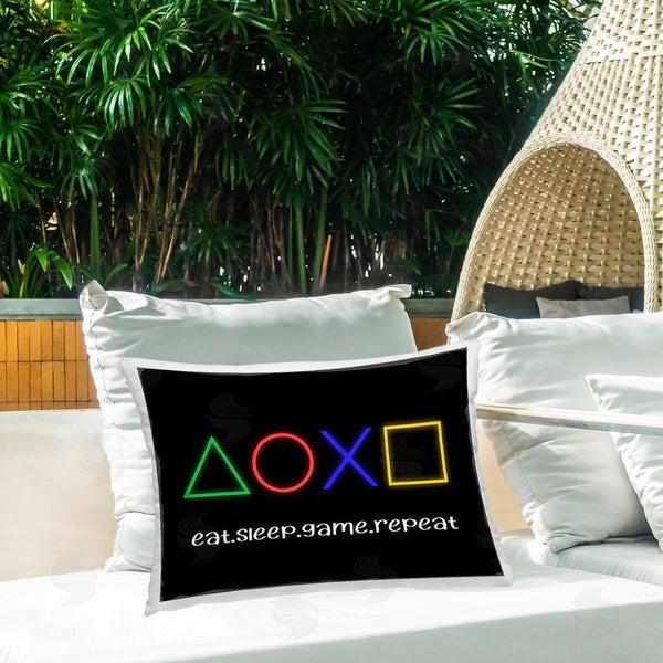 Stupell Industries Christine Simpson Art | Neon Gaming Symbols & Words Printed Throw Pillow