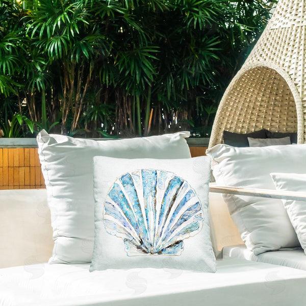 Stupell Industries Christine Zalewski | Blue Clam Shell Printed Throw Pillow