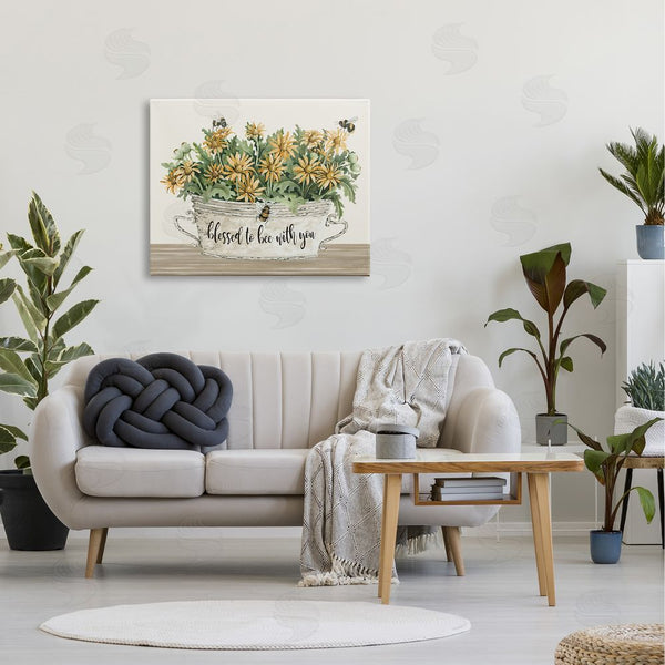 Stupell Industries Cindy Jacobs | Blessed With You Farmhouse Rustic Daisies Flower Planter Wall Art