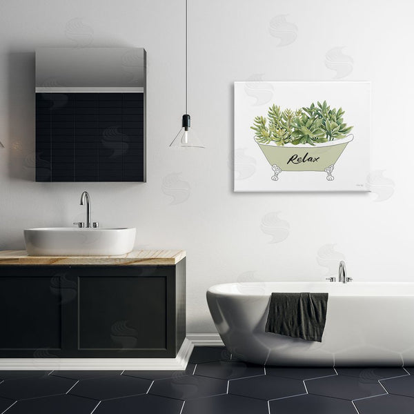 Stupell Industries Cindy Jacobs | Claw Foot Bathtub Succulent Plants Relax Typography Wall Art