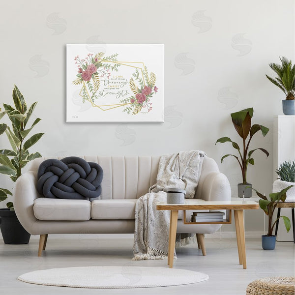 Stupell Industries Cindy Jacobs | Do Through Christ Give Strength Geometric Floral Shapes Wall Art