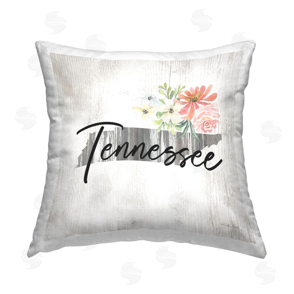 stupell industries Cindy Jacobs | Floral Tennessee Rustic State Printed Throw Pillow