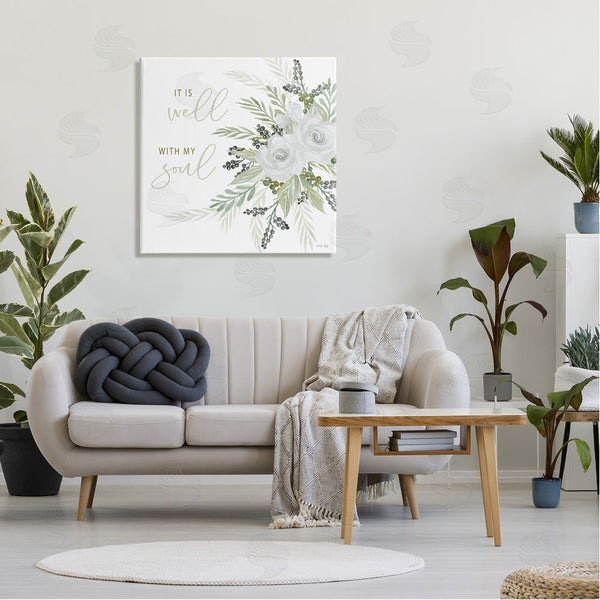 Stupell Industries Cindy Jacobs | It Is Well With My Soul White Roses Wall Art