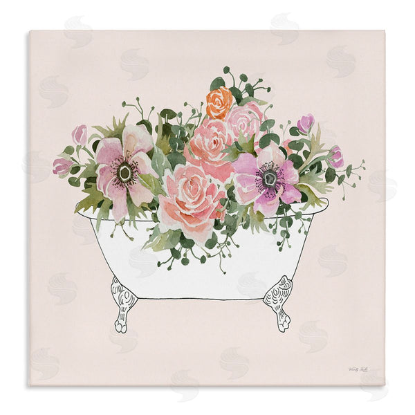 stupell industries Cindy Jacobs | Mixed Flower Arrangement Bathtub Planter Pink Blossoms Wall Art