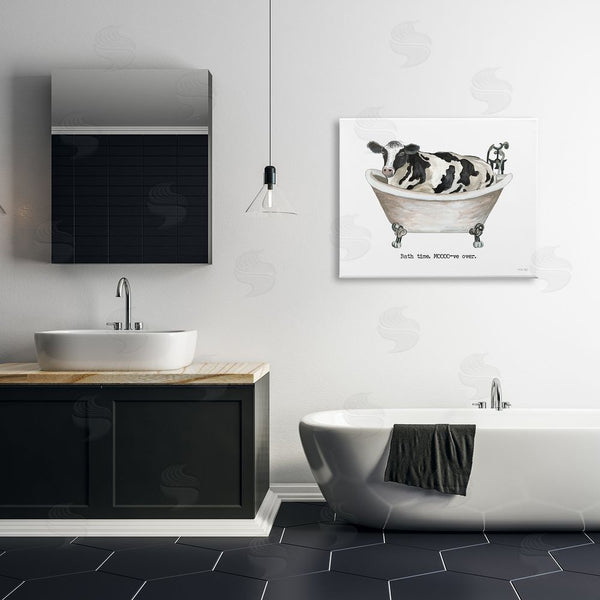 Stupell Industries Cindy Jacobs | Moo-ve Over Bath Time Cow Farmhouse Bathroom Sign Wall Art