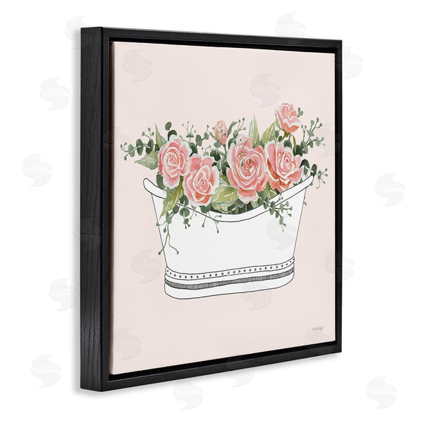 Stupell Industries Cindy Jacobs | Pink Rose Blossoms Casual Bathroom Bathtub Planter Wall Art