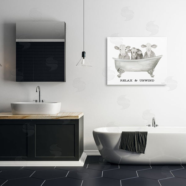 Stupell Industries Cindy Jacobs | Relax Unwind Cow Tub Wall Art