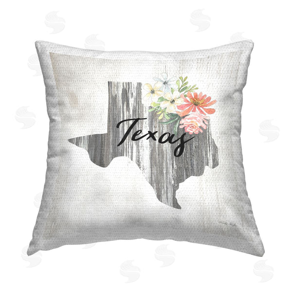 Stupell Industries Cindy Jacobs | Rustic Texas State Florals Printed Throw Pillow