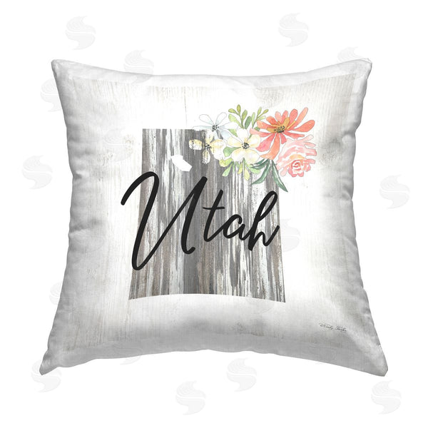 stupell industries Cindy Jacobs | Rustic Utah Floral State Printed Throw Pillow