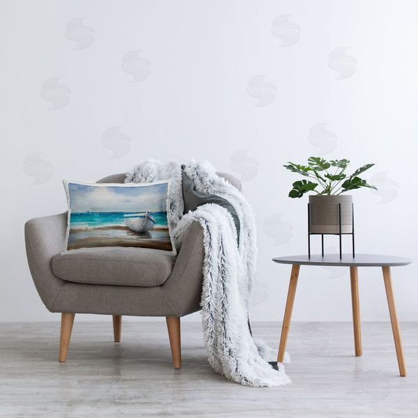 Stupell Industries Cloverfield & Co. | Painterly Boat On The Shore Throw Pillow
