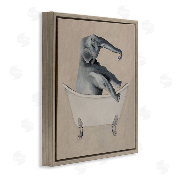 Stupell Industries Coco De Paris | Beige Elephant Bathroom Tub Wall Art