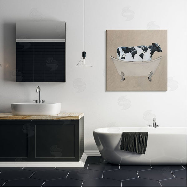 Stupell Industries Coco De Paris | Rustic Cow Farmhouse Bathroom Tub Wall Art