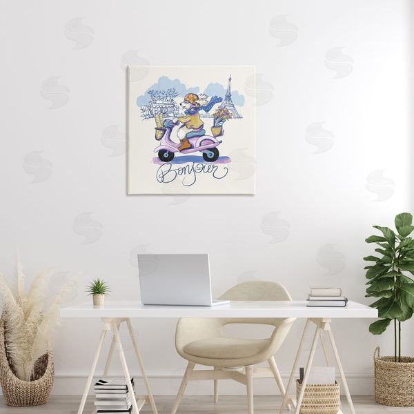 Stupell Industries Connie Summers | Bonjour Vintage Dog On Scooter Wall Art