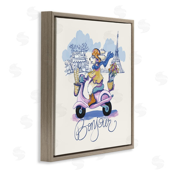 Stupell Industries Connie Summers | Bonjour Vintage Dog On Scooter Wall Art