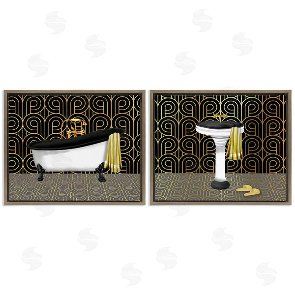 Stupell Industries Conrad Knutsen | Elegant Geometric Deco Bathroom
