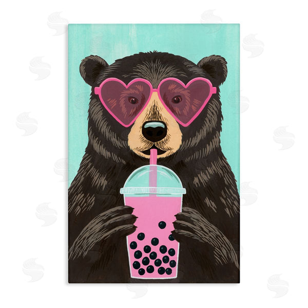 stupell industries Courtney Haley | Bear And Bubble Tea Wall Art